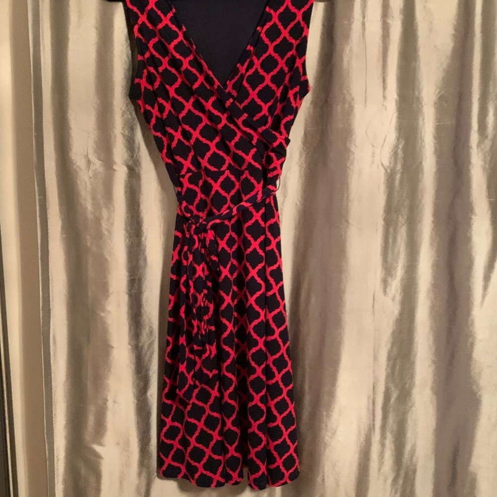Hawthorne size small dress, pink and navy pattern